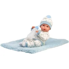 Llorens: Bimbo, păpușă nou-născută de 35 cm, cu biberon și pătură imaginea 1
