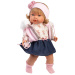 Llorens: Carla, păpușă plângătoare de 42 cm cu suzetă, în fustă albastră