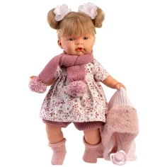 Llorens: Joelle, păpușă de 38 cm care plânge, cu eșarfă cu ciucuri imaginea 2