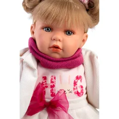 Llorens: Júlia, păpușă plângătoare de 42 cm, cu suzetă, în rochiță cu fundiță imaginea 2