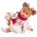 Llorens: Júlia, păpușă plângătoare de 42 cm, cu suzetă, în rochiță cu fundiță