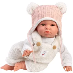 Llorens: Lara, păpușă plângătoare de 38 cm, cu căciuliță cu urechi de ursuleț imaginea 3