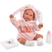 Llorens: Lina, păpușă plângătoare de 45 cm, îmbrăcată într-o hăinuță cu urechi de iepuraș.