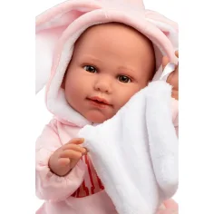 Llorens: Lina, păpușă plângătoare de 45 cm, îmbrăcată într-o hăinuță cu urechi de iepuraș. imaginea 3
