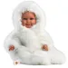 Llorens: Luka, păpușă zâmbitoare de 45 cm cu suzetă, în haină de catifea albă
