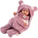 Llorens: Mimi, păpușă plângătoare de 42 cm cu sac de dormit roz cu urechi de ursuleț.