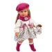 Llorens: Păpușa Carla de 40 cm cu căciulă roz și poșetă la modă.