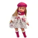 Llorens: Păpușa Carla de 40 cm cu căciulă roz și poșetă la modă.
