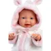 Llorens: Păpușă bebeluș fetiță în pijama moale cu model de barză 31cm