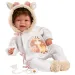 Llorens: Păpușă nou-născută Tala Sonrisas de 44 cm cu sunet, îmbrăcată în haine cu girafe.