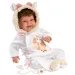 Llorens: Păpușă nou-născută Tala Sonrisas de 44 cm cu sunet, îmbrăcată în haine cu girafe.
