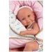 Llorens: Păpușă nou-născută de 40 cm în haine cu model de înghețată și cu pătuț.