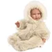 Llorens: Păpușă plângătoare Alicia de 45 cm cu suzetă și haină de catifea.