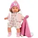 Llorens: Păpușă plângătoare Lola de 38 cm cu suzetă și pătură roz