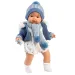Llorens: Sasha, păpușă plângătoare de 38 cm cu suzetă, în haină albastră cu fular cu ciucure.