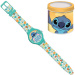 Luna: ceas analog cu imprimeu Disney Stitch, în cutie metalică de cadou