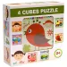 Cub de puzzle cu modele pentru fete și băieți 4 bucăți 