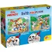 Mickey Mouse 2 în 1 puzzle maxi 2x12 piese și carte de colorat - Lisciani