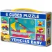Mini puzzle cu vehicule colorate 6 bucati - D - Toys