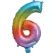 Număr folie balon metalic curcubeu – cifra 6, 34cm
