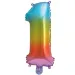 Număr mare de baloane din folie metalică în culori de curcubeu – numărul 1, 34 cm
