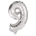 Numeroase baloane din folie argintie – numărul 9, 86 cm