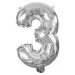 Numeroase baloane din folie de culoare argintie – numărul 3, 32 cm