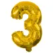 Numeroase baloane din folie de culoare aurie – numărul 3, 86 cm