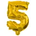 Numeroase baloane din folie de culoare aurie – numărul 5, 86 cm