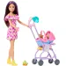 Păpușa Barbie cu rochie cu flori, set de joacă bone pentru copii - Mattel