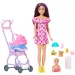 Păpușa Barbie cu rochie cu flori, set de joacă bone pentru copii - Mattel
