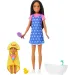 Păpușa Barbie în rochiță cu inimioare, set de joacă babysitter – Mattel