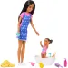 Păpușa Barbie în rochiță cu inimioare, set de joacă babysitter – Mattel