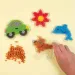 PlayBox: Bază de mărgele MIDI de 5mm care se pot călca - câine, mașină, pește, floare, pachet de 4 bucăți.