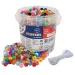 PlayBox: Mărgele colorate și transparente de ponei de înșirat în găleată set de 1000 bucăți cu șnur de 5m