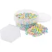 PlayBox: mărgele MIDI pastel termoadezive de 5 mm, set de 1000 bucăți cu placă hexagonală