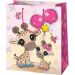 Pungă de cadou exclusivă, de dimensiune medie, cu imprimeu cu girafe 18x23x10cm