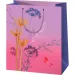 Pungă de cadou violetă cu model floral, de dimensiune medie, 18x10x23cm