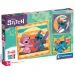 Puzzle Supercolor 3x48 piese Disney+Stitch și Angel - Clementoni
