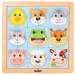 Puzzle din lemn cu capete de animale Montessori - Woodyland