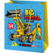 Sacoșă mare pentru cadouri, cu imprimeu de utilaje Big Wheel, 26x13x33 cm