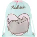 Săculeț sport Pusheen mentă, dimensiuni 34x43 cm