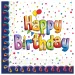 Șervețele de hârtie cu inscripția "Happy Birthday" curcubeu, pachet de 20 bucăți.