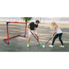 Set CROSS Floorball de joc cu minge, cu 2 bețe și 2 porți - Woodyland imaginea 3