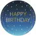 Set de 8 farfurii de hârtie albastre cu inscripția "Happy Birthday", 23 cm