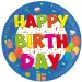 Set de 8 farfurii de hârtie colorate și vesele cu inscripția "Happy Birthday"