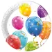 Set de 8 farfurii de hârtie cu baloane colorate, 23 cm