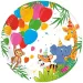 Set de 8 farfurii de hârtie cu model de junglă veselă, 20 cm