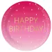 Set de 8 farfurii de hârtie roz cu inscripția "Happy Birthday", 23 cm