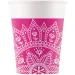 Set de 8 pahare de hârtie mandala fucsia-alb 200ml